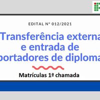 matrículas edital 013/2021